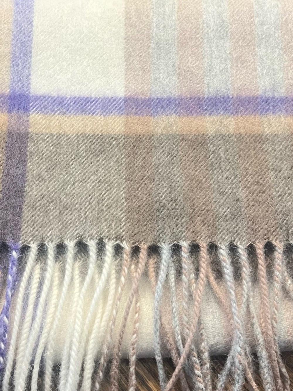 Edinburgh “Chequer Tartan Beige/Rose” 100% Lambswool Scarf